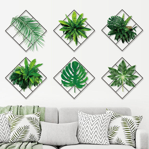 Sticker mural plante verte 3D